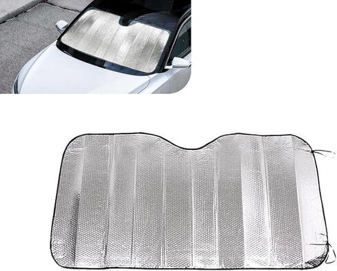 السيارة الزجاجية للسيارة ، حافظ على لوحة عاكسة للحرارة بارد للسيارة ، ودرع أشعة الشمس في مجال الحماية من أشعة الشمس القابلة للطي ، Universal for Cars (Silver #55.1 "× 27.5") in Kuwait