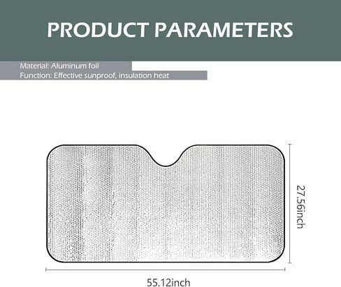 السيارة الزجاجية للسيارة ، حافظ على لوحة عاكسة للحرارة بارد للسيارة ، ودرع أشعة الشمس في مجال الحماية من أشعة الشمس القابلة للطي ، Universal for Cars (Silver #55.1 "× 27.5") in Kuwait