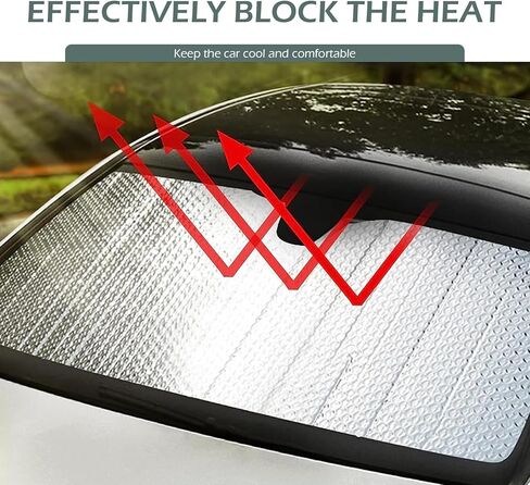السيارة الزجاجية للسيارة ، حافظ على لوحة عاكسة للحرارة بارد للسيارة ، ودرع أشعة الشمس في مجال الحماية من أشعة الشمس القابلة للطي ، Universal for Cars (Silver #55.1 "× 27.5") in Kuwait