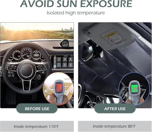 السيارة الزجاجية للسيارة ، حافظ على لوحة عاكسة للحرارة بارد للسيارة ، ودرع أشعة الشمس في مجال الحماية من أشعة الشمس القابلة للطي ، Universal for Cars (Silver #55.1 "× 27.5") in Kuwait