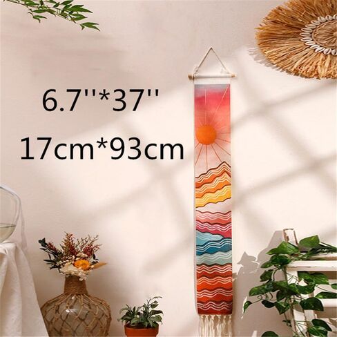 2Pack Boho Macrame Wall Gall Decor Set ، Southwest Bohemian Handmian Handmant Sun & Moon Mounta Mountain Geography Tapestry مع شرابة طويلة ، زخرفة قوس قزح الغجري لزخارف الحضانة فتاة in Saudi Arabia
