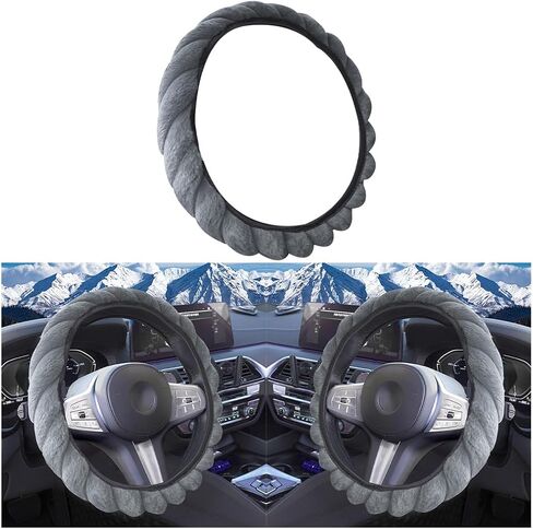 HZEL Car Steering Wheel Cover, Fuzzy Fluffy Anti-Slip Vehicle Steer Wheel Protector, Soft Warm Plush Automotive Interior Steering Wheel Protection Cover Accessories, Universal for Most Cars (Pink) in Saudi Arabia