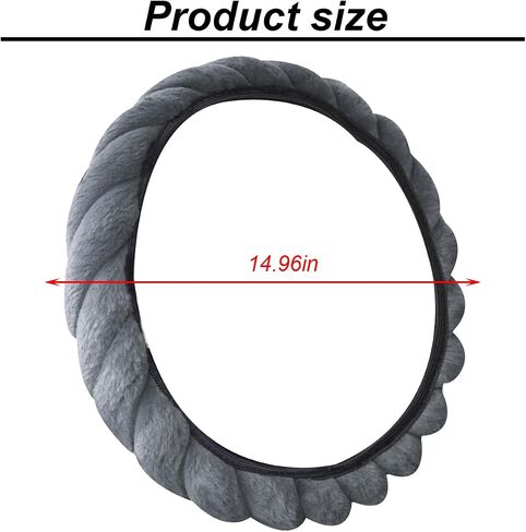 HZEL Car Steering Wheel Cover, Fuzzy Fluffy Anti-Slip Vehicle Steer Wheel Protector, Soft Warm Plush Automotive Interior Steering Wheel Protection Cover Accessories, Universal for Most Cars (Pink) in Saudi Arabia