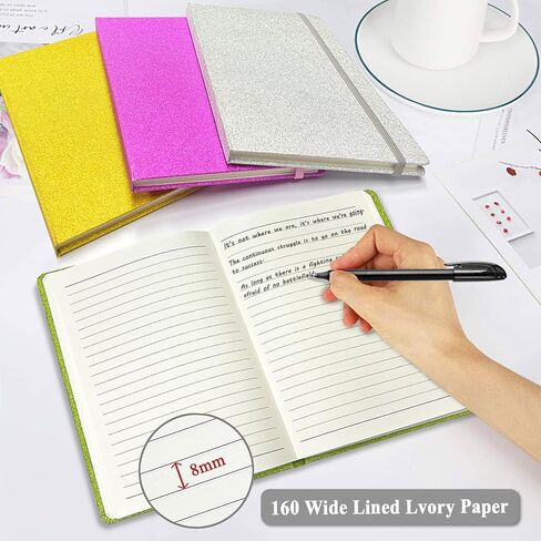 Pink Glitter Notebook ، 8.3x5.7 "160 صفحة مبطن GLITTER Never Peel Off Sparkle Journal for Girls College حكمت أجهزة الكمبيوتر المحمولة A5 Hardcover للشباب in Saudi Arabia