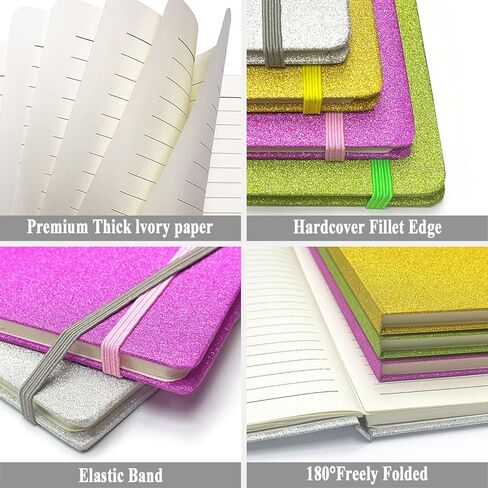 Pink Glitter Notebook ، 8.3x5.7 "160 صفحة مبطن GLITTER Never Peel Off Sparkle Journal for Girls College حكمت أجهزة الكمبيوتر المحمولة A5 Hardcover للشباب in Saudi Arabia