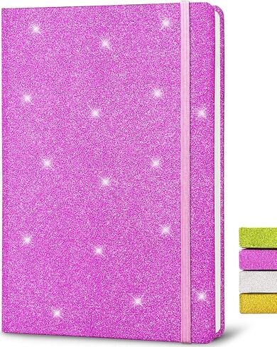 Pink Glitter Notebook ، 8.3x5.7 "160 صفحة مبطن GLITTER Never Peel Off Sparkle Journal for Girls College حكمت أجهزة الكمبيوتر المحمولة A5 Hardcover للشباب in Saudi Arabia