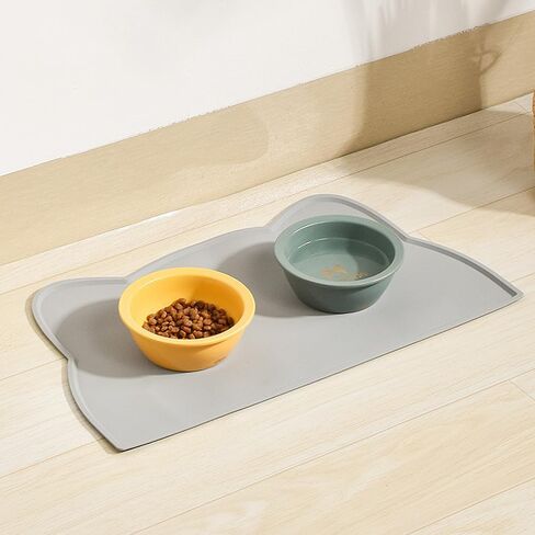 Cat Food Mat Non Slip Pet Feeding Mats for Dog Water Bowl Silicone Tray Dogs Placemat Pad for Floor Pink in Saudi Arabia