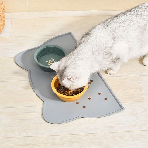 Cat Food Mat Non Slip Pet Feeding Mats for Dog Water Bowl Silicone Tray Dogs Placemat Pad for Floor Pink in Saudi Arabia