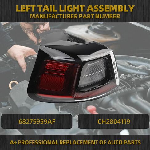 DASBECAN LED Side Side Light Assembly متوافق مع 2019 2020 2021 2022 2023 Jeep Cherokee الخلفية الخلفية اليمنى الخارجي استبدال# 68275958AF CH2805119 in Saudi Arabia
