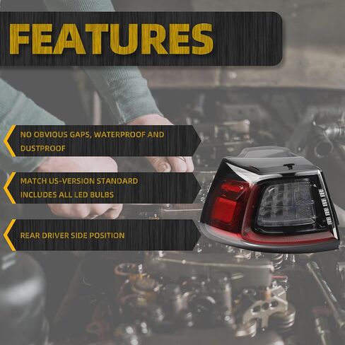 DASBECAN LED Side Side Light Assembly متوافق مع 2019 2020 2021 2022 2023 Jeep Cherokee الخلفية الخلفية اليمنى الخارجي استبدال# 68275958AF CH2805119 in Saudi Arabia