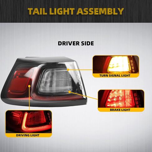 DASBECAN LED Side Side Light Assembly متوافق مع 2019 2020 2021 2022 2023 Jeep Cherokee الخلفية الخلفية اليمنى الخارجي استبدال# 68275958AF CH2805119 in Saudi Arabia