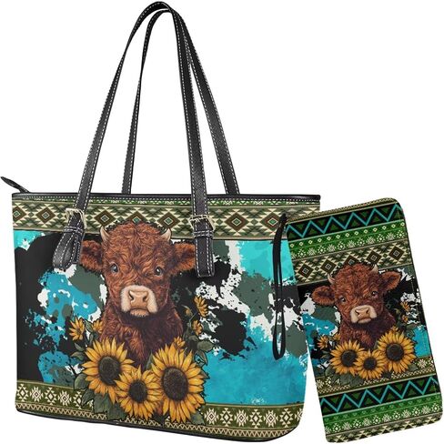 Womens Handbag Wallet Set Leather Satchel Purse Handbag with Wristlet Wallet Top Handle Handbag for Ladies in Kuwait