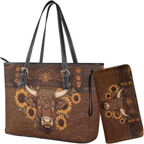 Womens Handbag Wallet Set Leather Satchel Purse Handbag with Wristlet Wallet Top Handle Handbag for Ladies in Kuwait