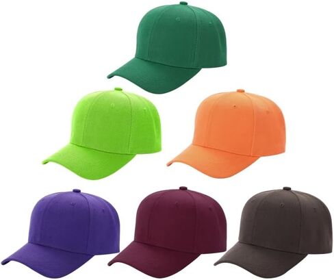 Wholesale 6-Pack Multicolor Adjustable Baseball Caps-Bulk Unisex Solid Color Blank Hats for Outdoor Activities in Saudi Arabia