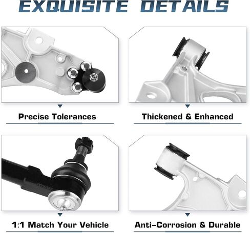 6pcs ذراع التحكم السفلي الأمامي مع مجموعة مفصل الكرة + طرف ROD ROD + SWAY BAR LING LINK TUPENSION KIT لبويك ليسابري ريفييرا بارك أفينيو 1998-2005 لكاديلاك ديفيل إشبيلية بونتياك بونفيل in Saudi Arabia