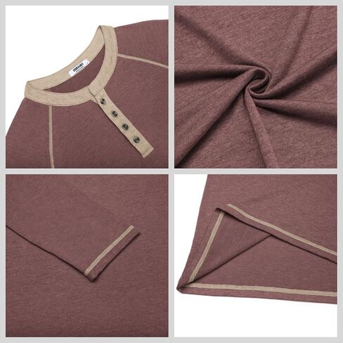 القمصان Coofandy Mens Henley قميص طويل الأكمام الزر غير الرسمي V الرقبة تي شيرت خفيفة الوزن القمصان pulver in Saudi Arabia