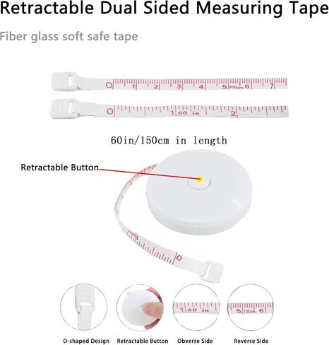 Tape Measures Retractable, Fabric Measuring Tape, 60 Inch/300 CM- Small Sewing Tape Measure for Craft Nursing Medical Travel 3PS (Black) in Kuwait
