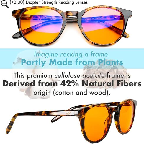 Orange +2.0 Blue Light Blocking Reading Glasses for Better Sleep - Amber Readers & Migraine Glasses for Women & Men - 2.0 Orange Reader Blue Light Blockers for Computer Eye Strain Eye Fatigue (+2.00) in Kuwait