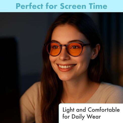 Orange +2.0 Blue Light Blocking Reading Glasses for Better Sleep - Amber Readers & Migraine Glasses for Women & Men - 2.0 Orange Reader Blue Light Blockers for Computer Eye Strain Eye Fatigue (+2.00) in Kuwait