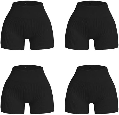 4 Piece Set Women's Fitness High Waist Hip Lifting Shorts Tight Women's Workout Gym Yoga Sports Shorts in Saudi Arabia