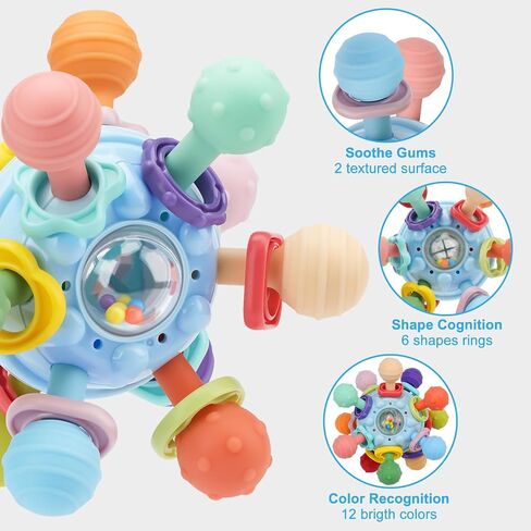 Easter Basket Stuffers Baby Teething Toys, Baby Teethers Montessori Sensory Toys for 0-612 Months, Easter Gifts for 1 Year Old Boys Girls Infant Newborn 0 3 6 9 12 18 Months Toys in Saudi Arabia
