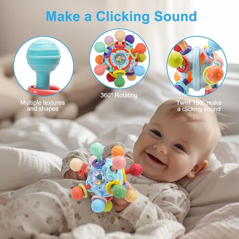 Easter Basket Stuffers Baby Teething Toys, Baby Teethers Montessori Sensory Toys for 0-612 Months, Easter Gifts for 1 Year Old Boys Girls Infant Newborn 0 3 6 9 12 18 Months Toys in Saudi Arabia