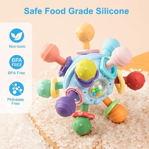 Easter Basket Stuffers Baby Teething Toys, Baby Teethers Montessori Sensory Toys for 0-612 Months, Easter Gifts for 1 Year Old Boys Girls Infant Newborn 0 3 6 9 12 18 Months Toys in Saudi Arabia