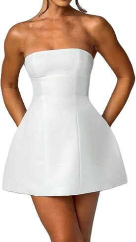 Women Sexy Tube Mini Dress Elegant Backless Slim Fit A Line Dress Summer Off Shoulder Short Dress for Party Clubwear in Saudi Arabia