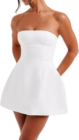 Women Sexy Tube Mini Dress Elegant Backless Slim Fit A Line Dress Summer Off Shoulder Short Dress for Party Clubwear in Saudi Arabia