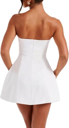 Women Sexy Tube Mini Dress Elegant Backless Slim Fit A Line Dress Summer Off Shoulder Short Dress for Party Clubwear in Saudi Arabia