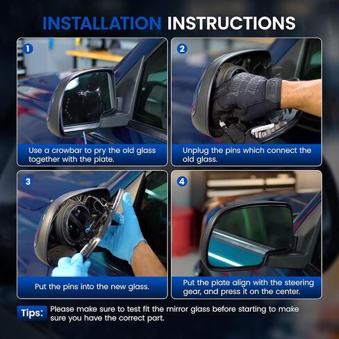 Driver Left Side Heated Mirror Glass Compatible With Chrysler Town & Country Compatible With Dodge Grand Caravan 2008-2016 Left Side View Mirror Convex Glass with Backing Plate 68026177AB in Saudi Arabia