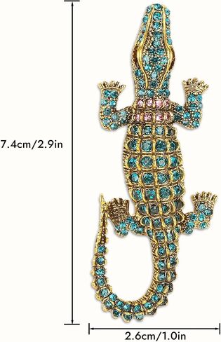 2Pcs Alligator Crocodile Brooch Pin Pendant, Fashion Huge Crocodile Austrian Crystal Brooch Pin Alligator Pendant, Premium Crocodile Brooch, Lapel Pins, Alligator Brooch for Men and Women in Saudi Arabia