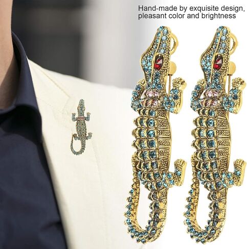 2Pcs Alligator Crocodile Brooch Pin Pendant, Fashion Huge Crocodile Austrian Crystal Brooch Pin Alligator Pendant, Premium Crocodile Brooch, Lapel Pins, Alligator Brooch for Men and Women in Saudi Arabia