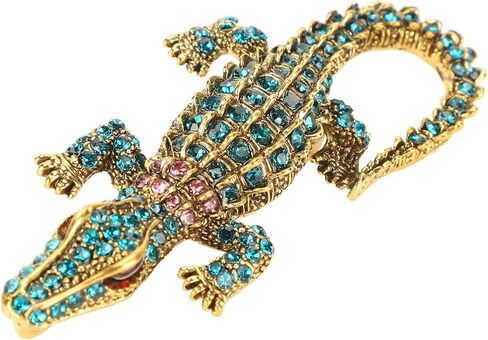 2Pcs Alligator Crocodile Brooch Pin Pendant, Fashion Huge Crocodile Austrian Crystal Brooch Pin Alligator Pendant, Premium Crocodile Brooch, Lapel Pins, Alligator Brooch for Men and Women in Saudi Arabia