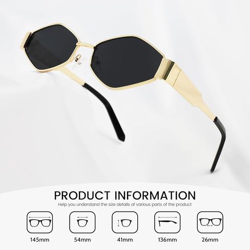 JiSoo Polarized Womens Sunglasses Hexagon Gold Sunglasses Women 90s Sun Glasses Vintage Shades for Rave in Kuwait
