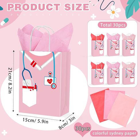 حقائب هدايا ممرضة Nezyo 30 PCS مع 30 أوراق الأنسجة المغلفة الممرضات التقدير أسبوع الهدايا الأنيقة هدايا الممرضة in Kuwait