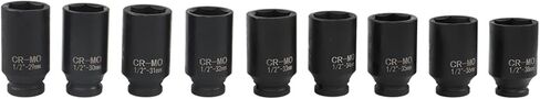 9pcs Socket Deep Impact Socket 1/2 "محرك محور محور محور المقبس 29-38 ملم لإزالة وصواميل المحور المتصاعد in Saudi Arabia
