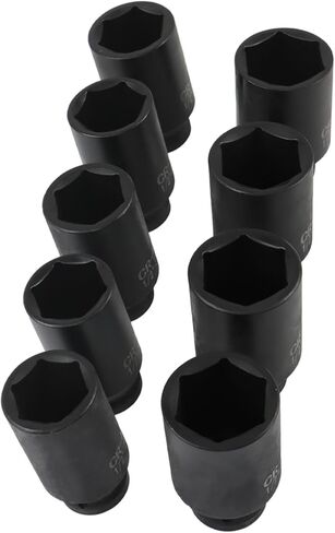 9pcs Socket Deep Impact Socket 1/2 "محرك محور محور محور المقبس 29-38 ملم لإزالة وصواميل المحور المتصاعد in Saudi Arabia