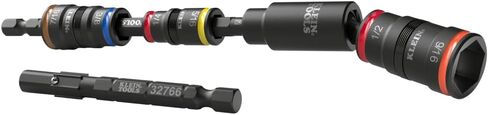 Klein Tools 32984 Impact Flip Socket Set with Swivel Adapter, 6-Piece, 25-Degree Swivel Head, SAE Hex Sizes, Nut Driving, Impact-Rated in Saudi Arabia
