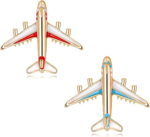 2 PCS Airplane Lapel Brooch Pin for Women Men Fashion Creative Aircraft Enamel Brooch Hat Jacket Backpack Accessories Jewelry in Saudi Arabia