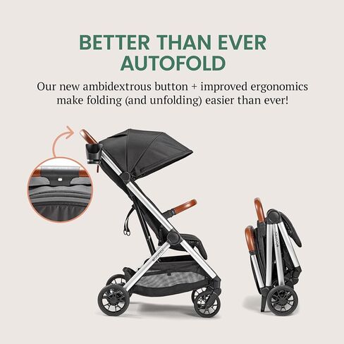 Bēbee V2 Lightweight Baby Stroller - Premium Vegan Leather, One-Hand Fold, Infinite Recline, Aircraft-Grade Aluminum Frame, XXL Canopy, and Ample Storage Umbrella Stroller - Storm Blue in Saudi Arabia