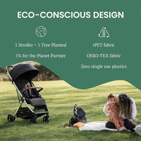 Bēbee V2 Lightweight Baby Stroller - Premium Vegan Leather, One-Hand Fold, Infinite Recline, Aircraft-Grade Aluminum Frame, XXL Canopy, and Ample Storage Umbrella Stroller - Storm Blue in Saudi Arabia