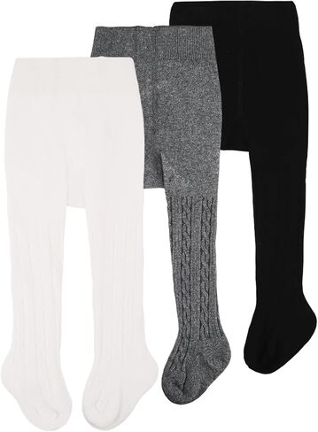 Cozyway Toddler Ports - Girls and Boys Leggins Cable Cable Comfy Cotton Cotton Toddlers 2T -4T Multicolor - 3 Pack in Kuwait