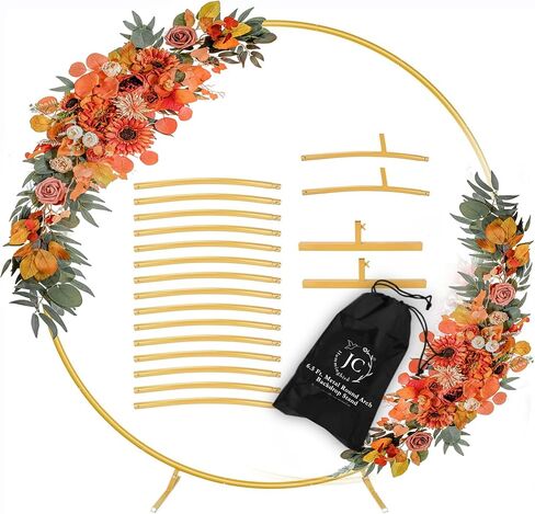 JC HUMMINGBIRD Round Backdrop Stand 6.5FT Circle Balloon Arch Stand Metal Backdrop Arch for Wedding Event Baby Shower Ceremony Birthday Party Decoration (Gold) in Kuwait