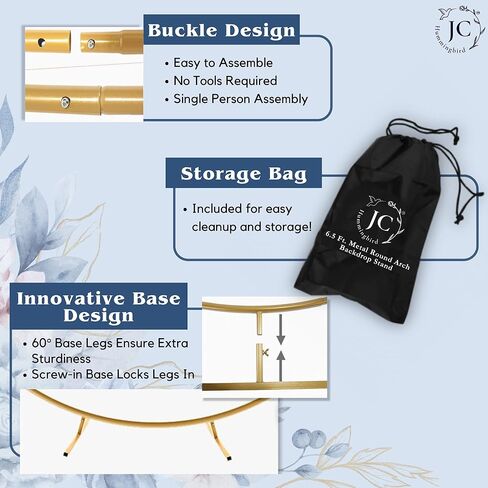 JC HUMMINGBIRD Round Backdrop Stand 6.5FT Circle Balloon Arch Stand Metal Backdrop Arch for Wedding Event Baby Shower Ceremony Birthday Party Decoration (Gold) in Kuwait