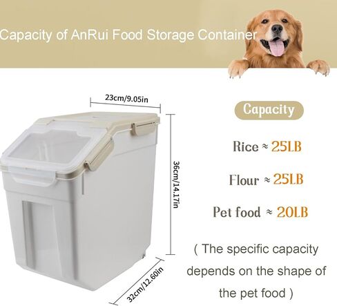 AnRui Dog Food Storage Container with Scoop, Large Airtight Plastic Pet Dog Cat Dry Food Bin, Cereal Grain Organizer Box for Rice, Flour, Snack, Baking Supplies, Kitchen Pantry, Blue in Kuwait