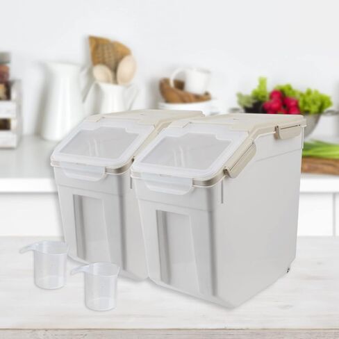 AnRui Dog Food Storage Container with Scoop, Large Airtight Plastic Pet Dog Cat Dry Food Bin, Cereal Grain Organizer Box for Rice, Flour, Snack, Baking Supplies, Kitchen Pantry, Blue in Kuwait