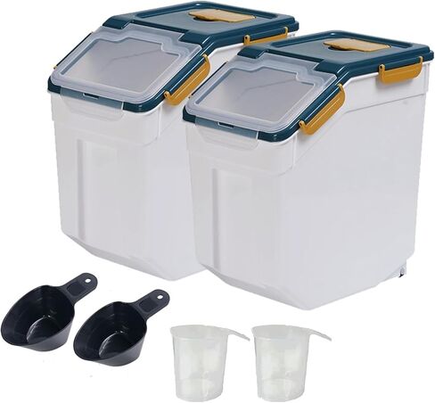 AnRui Dog Food Storage Container with Scoop, Large Airtight Plastic Pet Dog Cat Dry Food Bin, Cereal Grain Organizer Box for Rice, Flour, Snack, Baking Supplies, Kitchen Pantry, Blue in Saudi Arabia