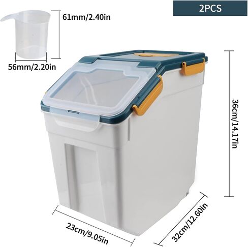 AnRui Dog Food Storage Container with Scoop, Large Airtight Plastic Pet Dog Cat Dry Food Bin, Cereal Grain Organizer Box for Rice, Flour, Snack, Baking Supplies, Kitchen Pantry, Blue in Saudi Arabia