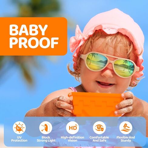 RIVBOS Baby Wrap Polarized UV400 Sunglasses - Soft Frame with Secure Strap for Infant and Newborn (0-24 Months) RBK068 in Saudi Arabia